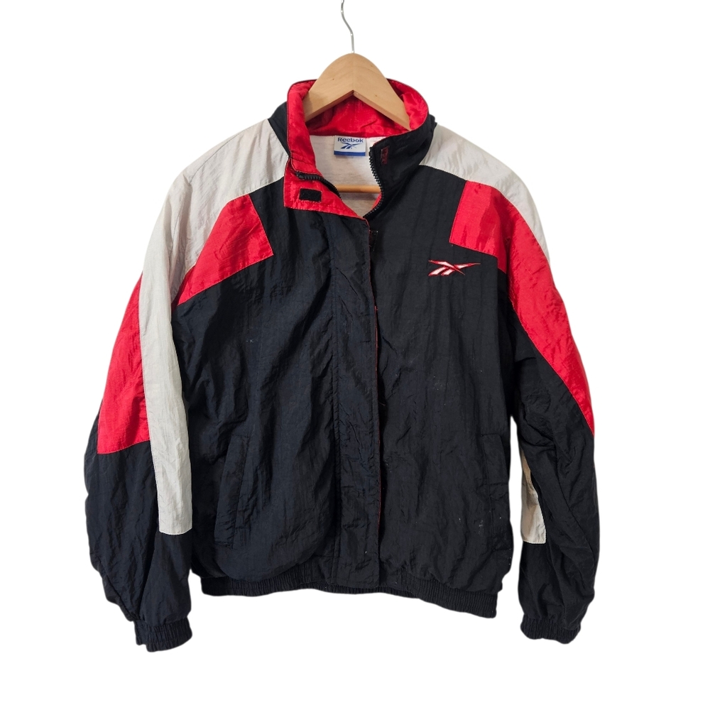Vintage REEBOK Sportswear 90's Logo Full-Zip Track Windbreaker Jacket Size Small